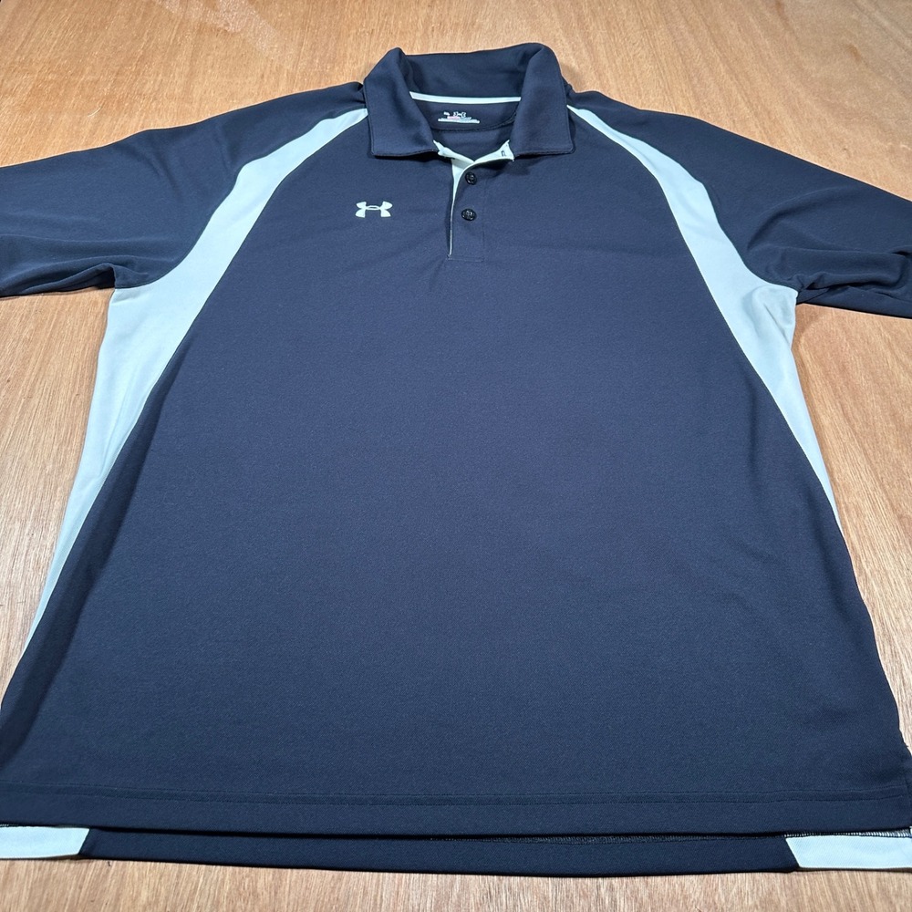 Under Armour Polo Shirt Mens XL Black/White HeatGear Short Sleeve Athletic Golf